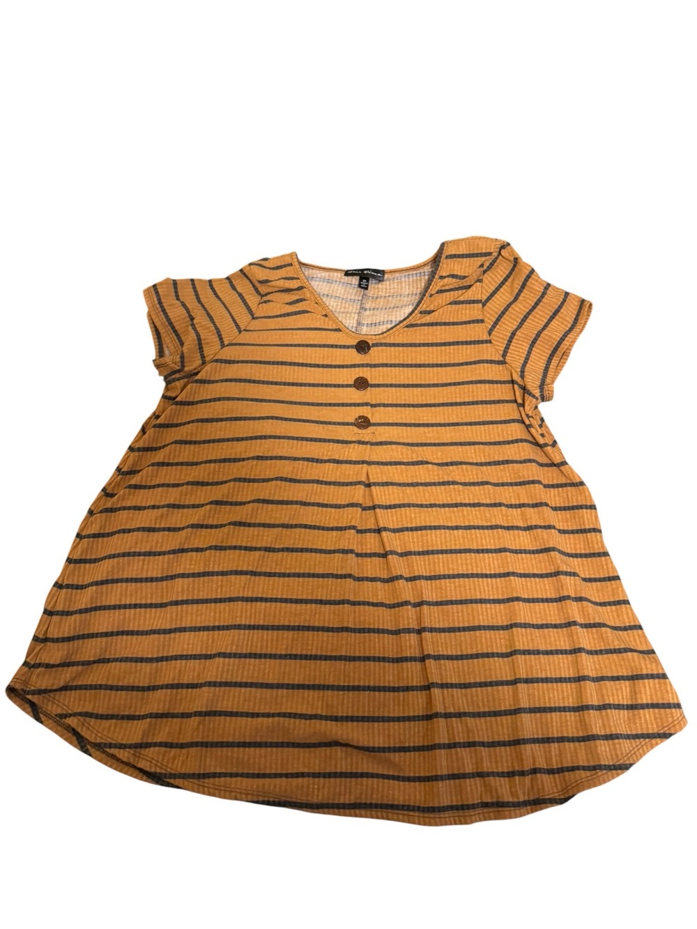 Star Vixen Mustard & Charcoal Striped Ribbed Shirt Size 2X